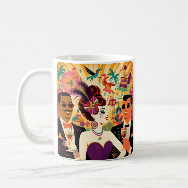 Taza De Café Fiesta de cócteles de Mid Century Mardi Gras (Izquierda)