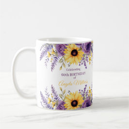 Taza De Café Fiesta de cumpleaños 60 de Purple floral