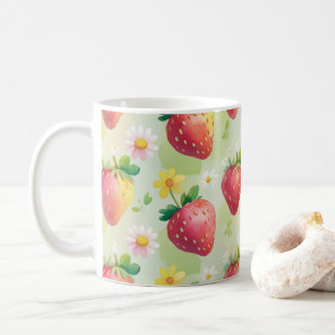 Taza De Café Fiesta de cumpleaños de arcoiris de fresas cutánea
