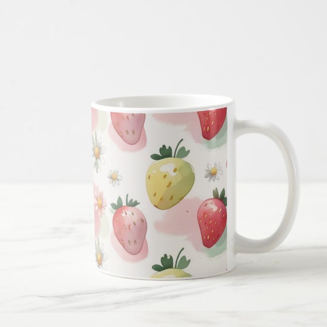 Taza De Café Fiesta de cumpleaños de arcoiris de fresas cutánea (Derecha)