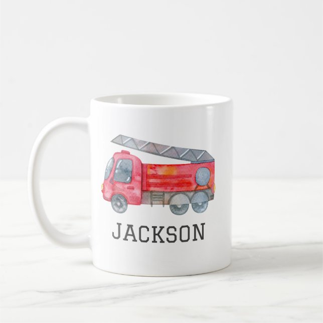 Taza De Café Fiesta de cumpleaños personalizada de Firetruck (Izquierda)