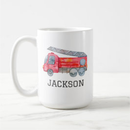 Taza De Café Fiesta de cumpleaños personalizada de Firetruck