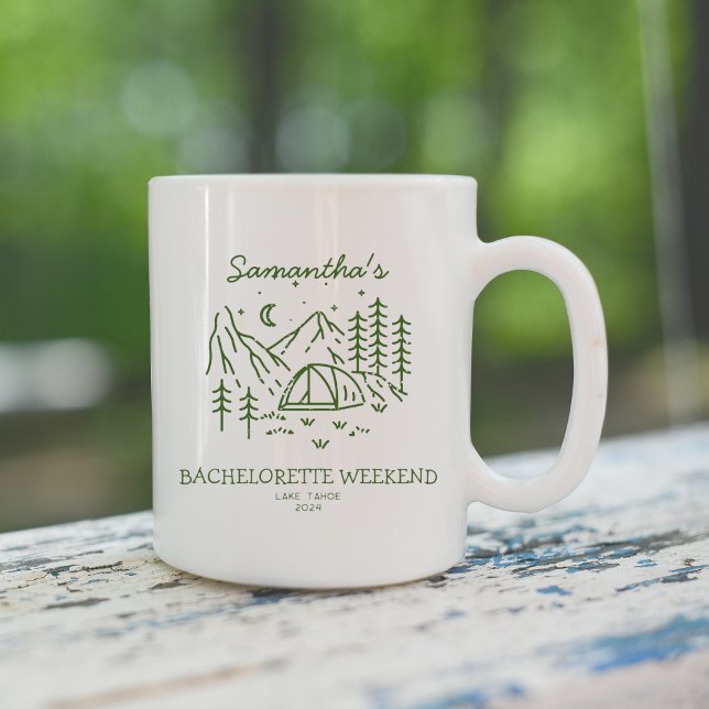 Taza De Café Fiesta de Despedida de Soltera de Camping Simple M (Modern Simple Camping Bachelorette Party Nature Coffee Mug)