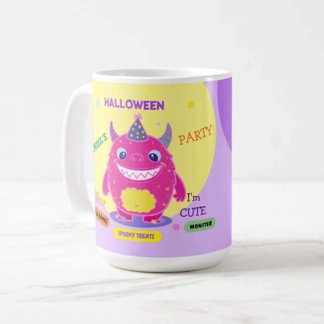 Taza De Café Fiesta de disfraces de Halloween monstruos diversi (Anverso izquierdo)