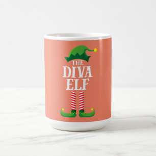 Taza De Café Fiesta de Diva Elf Matching Family Group Navidades