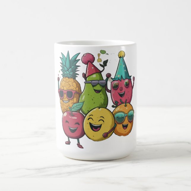 Taza De Café fiesta de fruta bailando feliz (Centro)