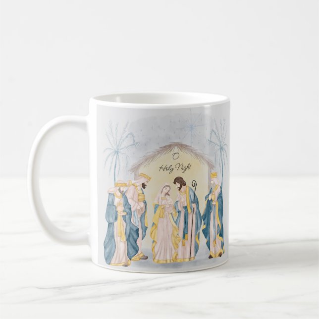 Taza De Café Fiesta de la natividad dorada y azul (Izquierda)