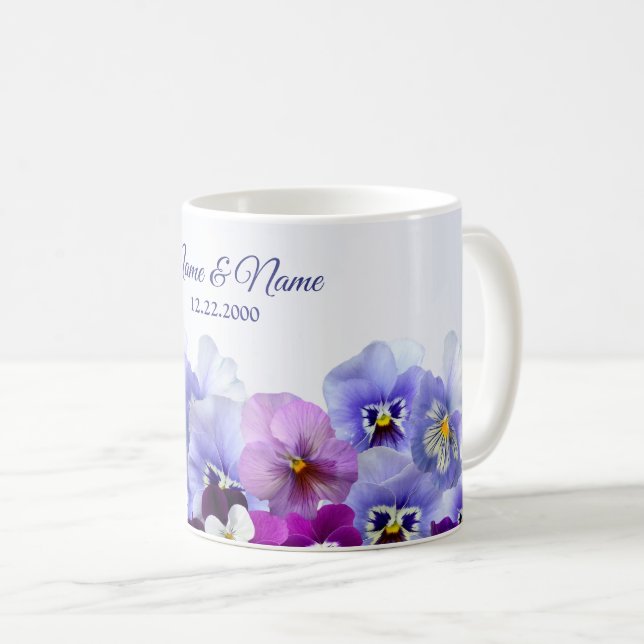 Taza De Café Fiesta de matrimonio rústico floral Purple Lilac P (Anverso derecho)