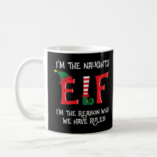 Taza De Café Fiesta de Naughty Elf Matching Family Group Navida