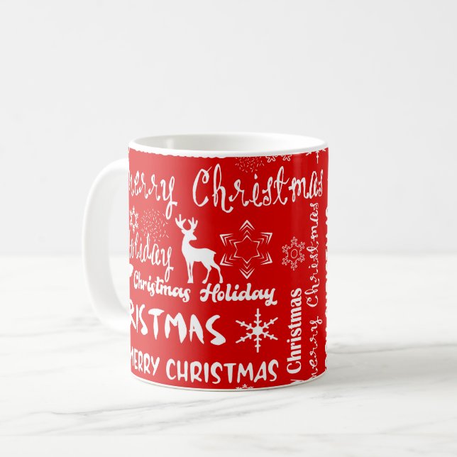 Taza De Café Fiesta de Navidad, patrón de Navidad, invierno (Anverso izquierdo)