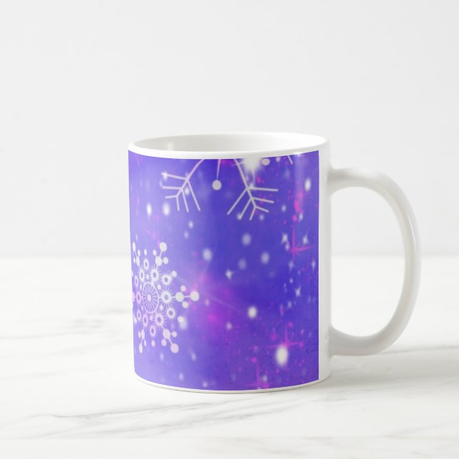 Taza De Café Fiesta de Navidades de Estrellas de Snowflake Purp (Derecha)