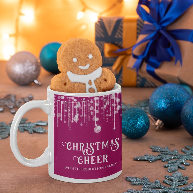 Taza De Café Fiesta de Navidades de luces de cadena rosada (Subido por el creador)