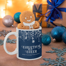Taza De Café Fiesta de Navidades de Navy Blue String Lights