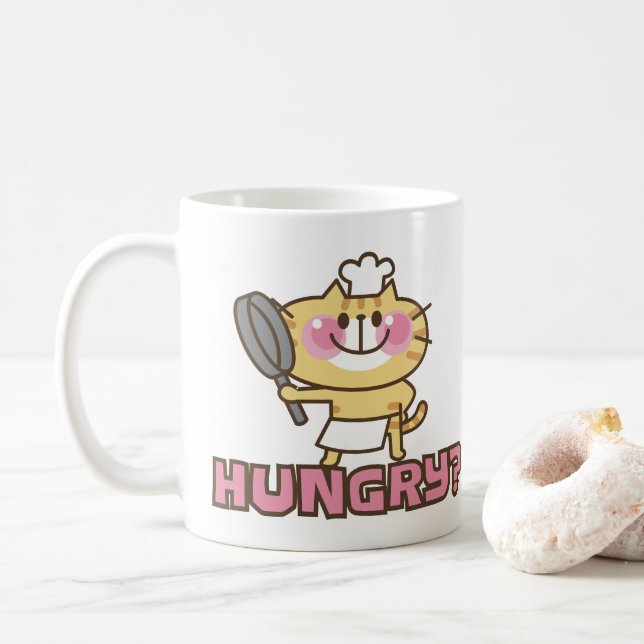 Taza De Café Fiesta de niños graciosos rosados Personalizados (Con donut)