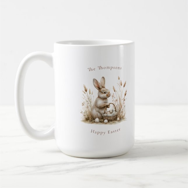 Taza De Café Fiesta de Pascua Bunny Beige Boho (Izquierda)
