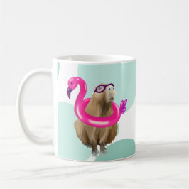 Taza De Café Fiesta De Piscina Cute Capybara Con Suelo De Flami