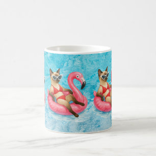 Taza De Café Fiesta de Piscina para Amantes de Gatos 