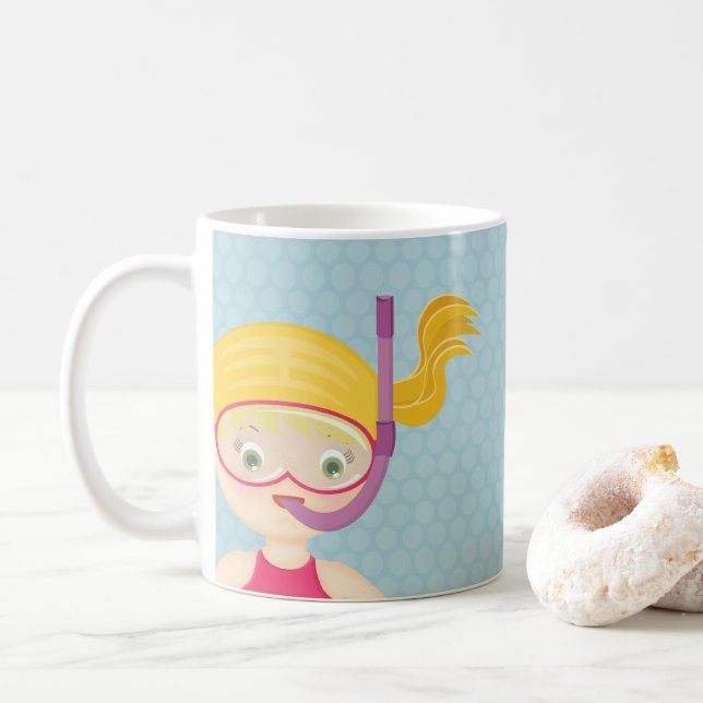 Taza De Café Fiesta de playa Chica de buceo (Con donut)