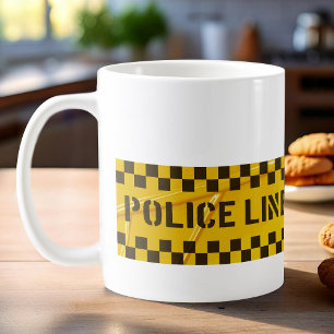 Taza De Café Fiesta de Policía con Cintas Amarillas de Escena d