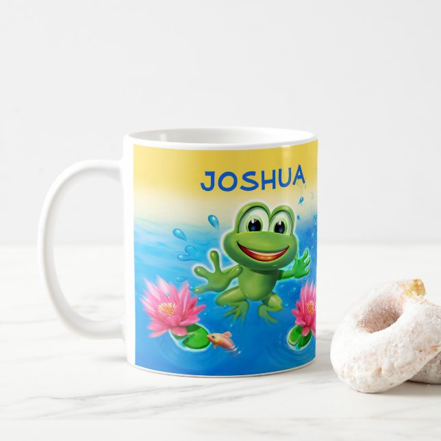 Taza De Café Fiesta de rana saltando personalizado barba cerámi (Con donut)