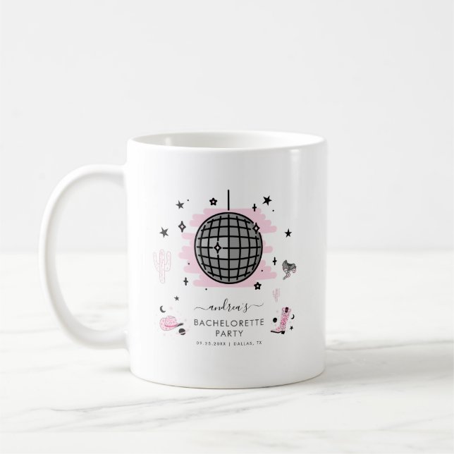 Taza De Café Fiesta de Soltera Disco Retro Vaquera Espacial Ros (Izquierda)