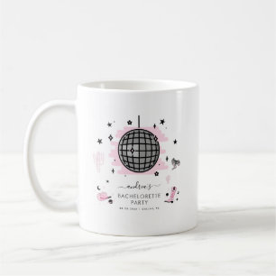 Taza De Café Fiesta de Soltera Retro Disco Vaquera Espacial Ros