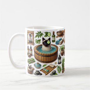Taza De Café Fiesta de Spa para Amantes de Gatos Siameses 