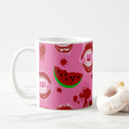 Taza De Café Fiesta de Summerween de vampiro comiendo sandía ro