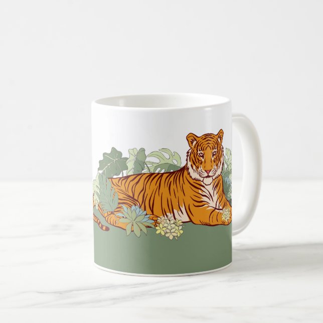 Taza De Café Fiesta de tigre, jungla animal (Anverso derecho)