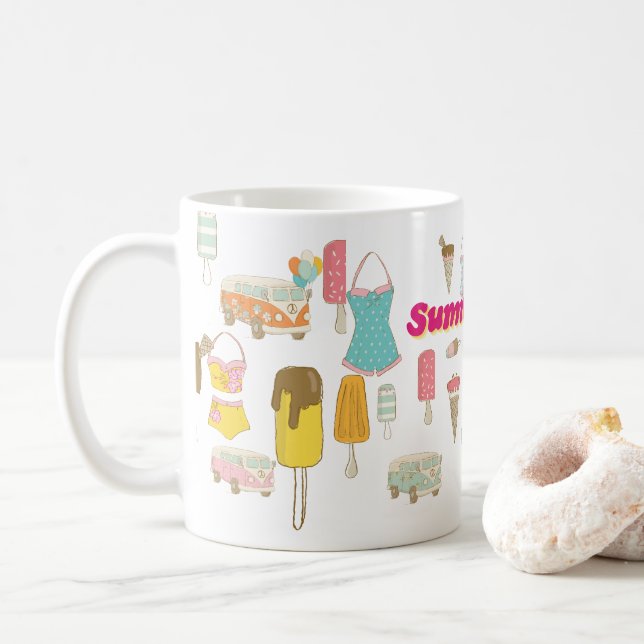 Taza De Café Fiesta de verano de helados retro (Con donut)