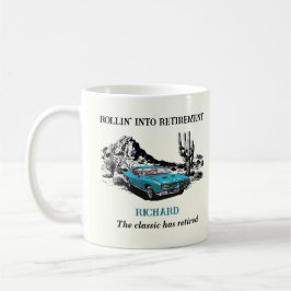 Taza De Café Fiesta del Desierto de Coche Vintage de Jubilación