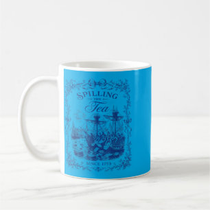 Taza De Café Fiesta del Té de Toile Azul Derramando El Té Desde