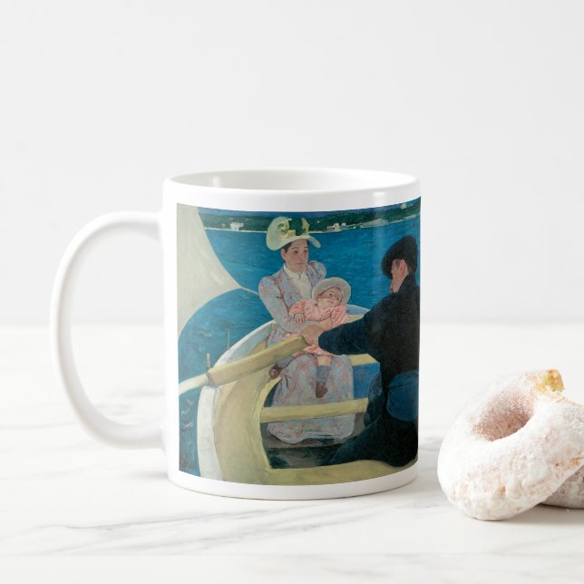 Taza De Café Fiesta en bote por Mary Cassatt, Bella Artes de la (Con donut)