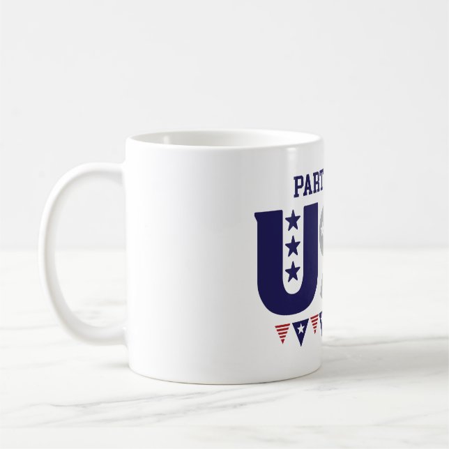Taza De Café Fiesta en EE.UU. Mug con bandera - regalo gracioso (Izquierda)