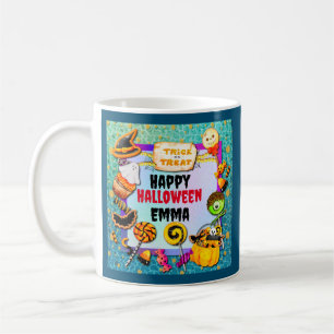 Taza De Café Fiesta feliz de Halloween llena de truco o trato W