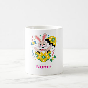 Taza De Café Fiesta Feliz de Pascua Conejo Saliendo 
