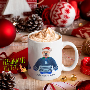 Taza De Café Fiesta Inu de Shiba Cream usando navidades muy sua
