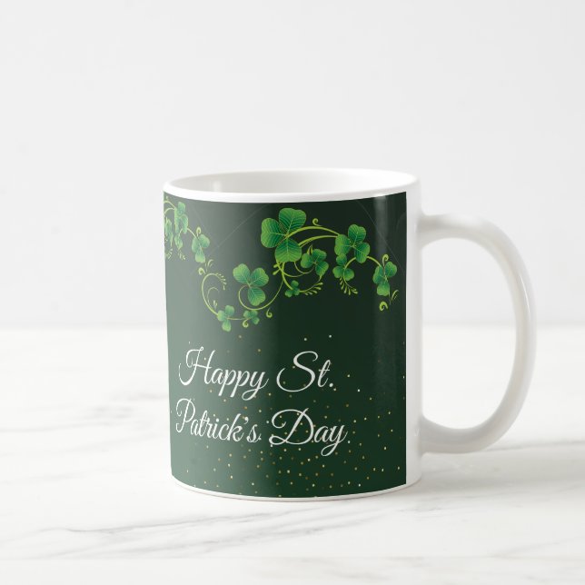 Taza De Café Fiesta irlandés del Green Shamrock Vine (Derecha)