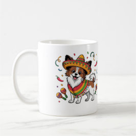 Taza De Café Fiesta Papillon Dog con Sombrero y Sarape