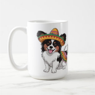 Taza De Café Fiesta Papillon Dog con Sombrero y Sarape