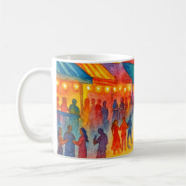 Taza de café fiesta playera en el centro 