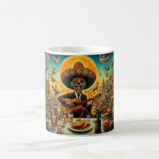 Taza De Café Fiesta Surrealista Guitarrista Esqueleto Café