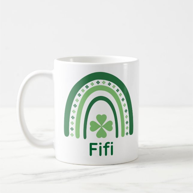 Taza De Café Fifi Nombre Clover Boho Arcoiris (Izquierda)