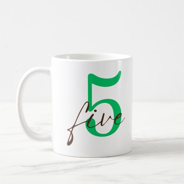 Taza De Café Fifth 5 Year Anniversary with Personalization (Izquierda)