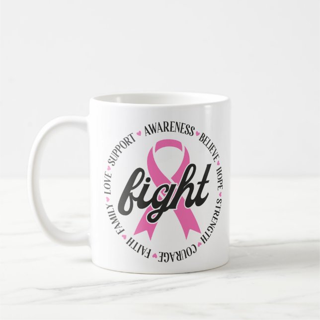 Taza De Café Fight Breast Cancer Pink Ribbon Awareness (Izquierda)