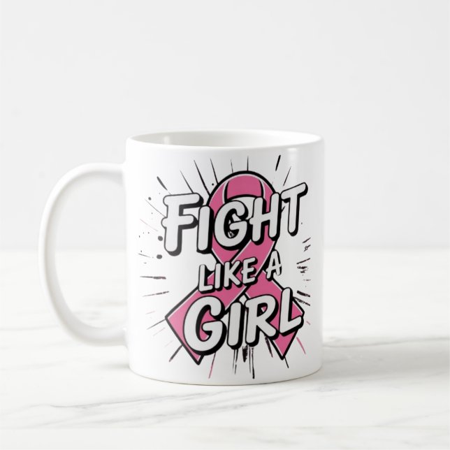Taza De Café Fight Like a Girl | Breast Cancer Awareness Design (Izquierda)