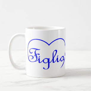 Taza De Café Figlia Daughter corazón azul italiano