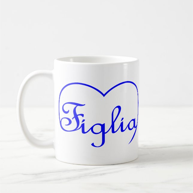 Taza De Café Figlia Daughter corazón azul italiano (Izquierda)