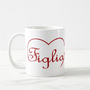 Taza De Café Figlia Daughter corazón rojo italiano