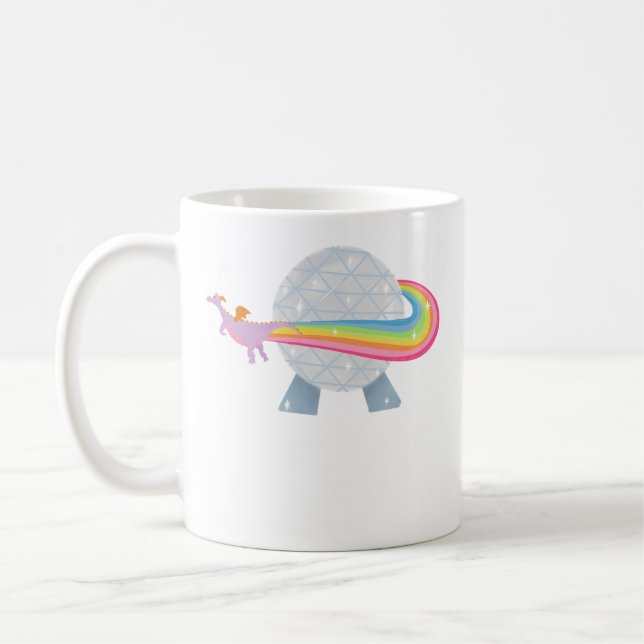 Taza De Café Figment Flying Around Epcot Ball With Rainbow (Izquierda)